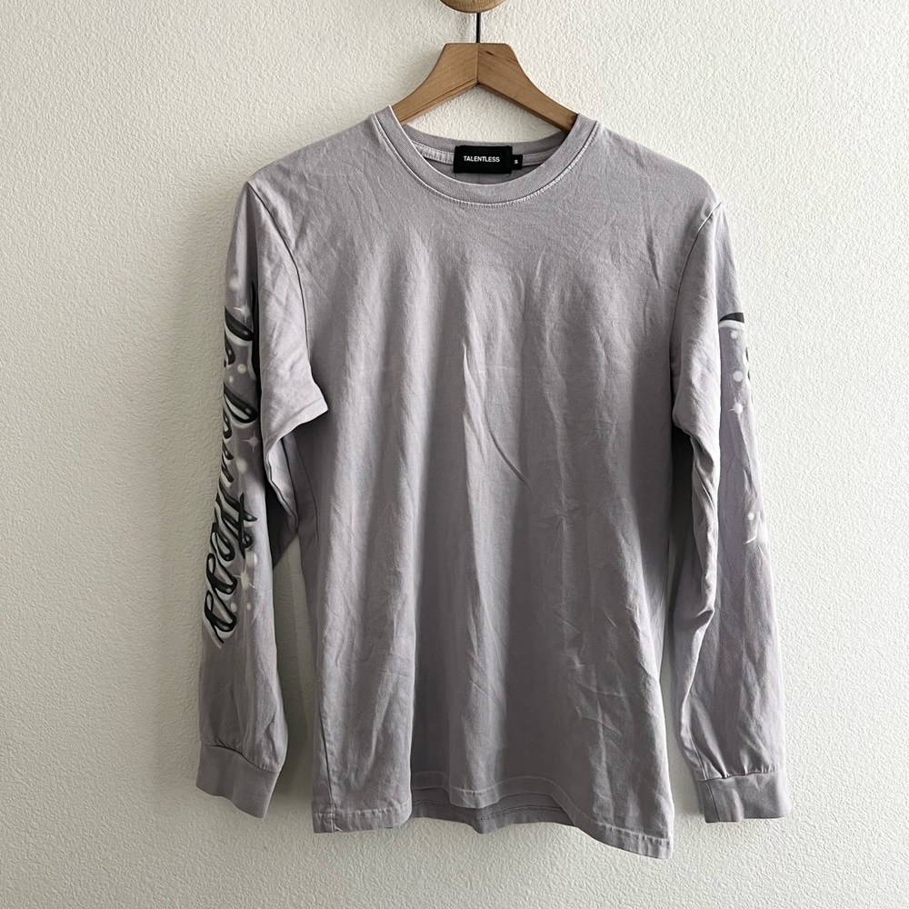 Talentless Purple Lilac Airbrush Graffiti Long Sleeve Tee